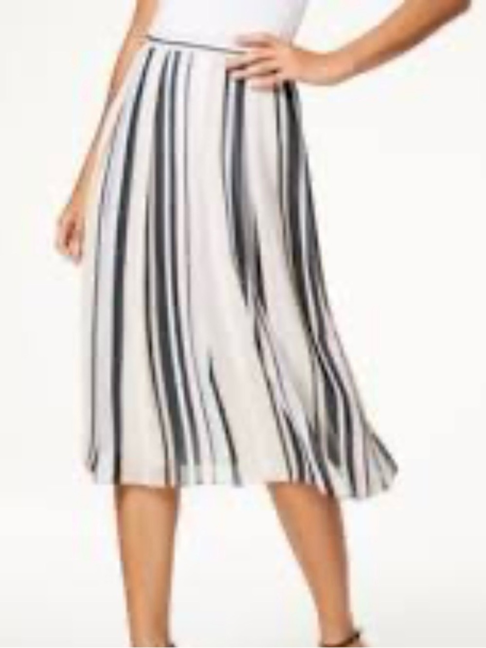 Anne Klein Striped Midi Skirt